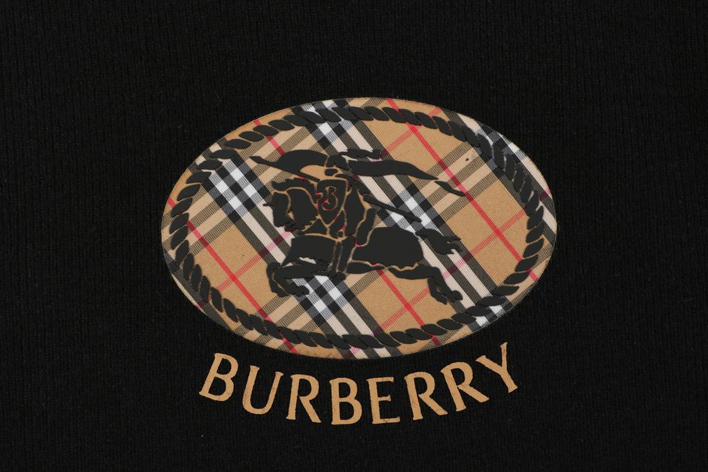 Burberry small logo check ring Equestrian Knight print crew neck sweatshirt 400g double ply French terry digital direct print relaxed fit sizes M-XXL