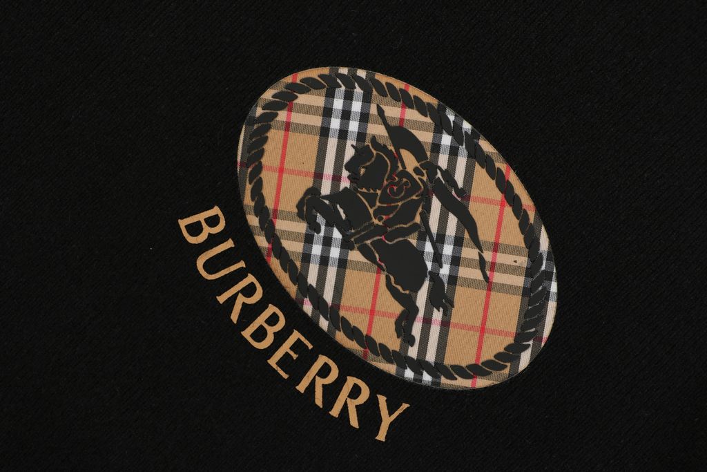 Burberry small logo check ring Equestrian Knight print crew neck sweatshirt 400g double ply French terry digital direct print relaxed fit sizes M-XXL