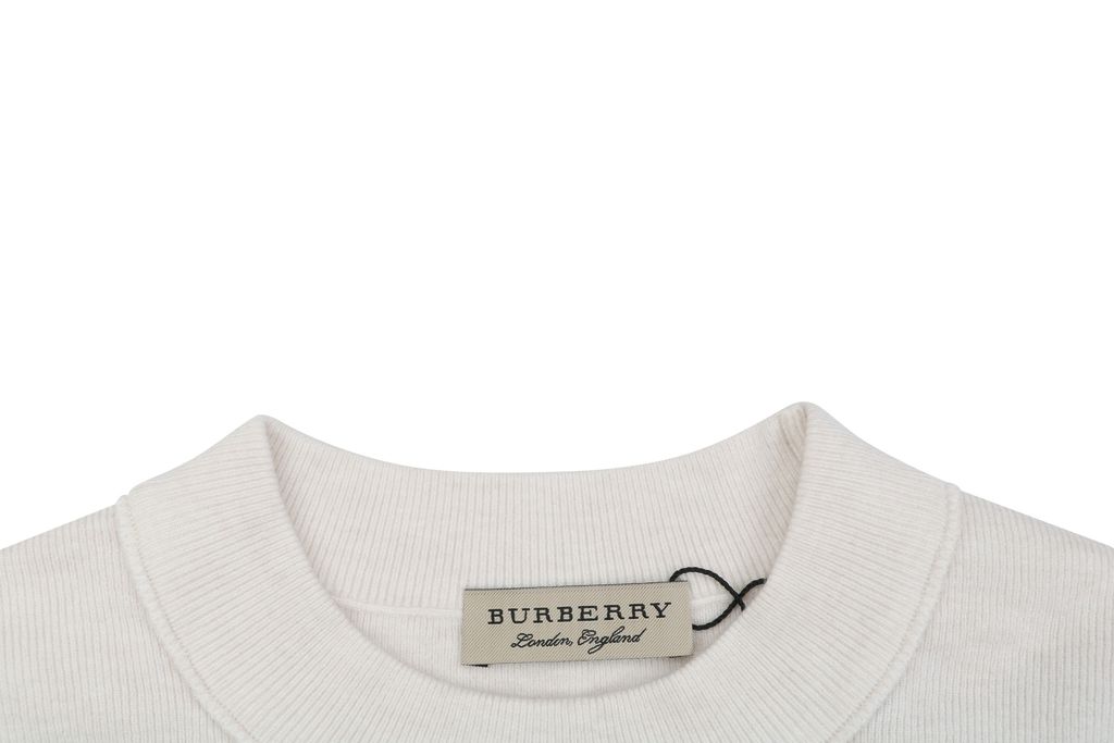 Burberry small logo check ring Equestrian Knight print crew neck sweatshirt white 400g double ply French terry digital direct print relaxed fit sizes M-XXL