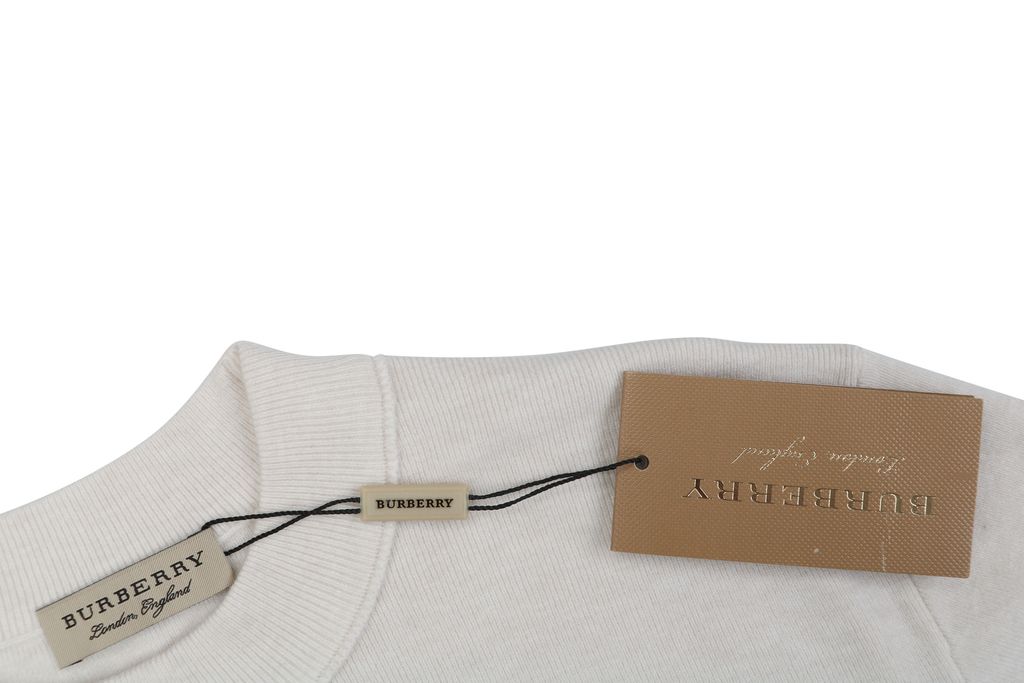 Burberry small logo check ring Equestrian Knight print crew neck sweatshirt white 400g double ply French terry digital direct print relaxed fit sizes M-XXL