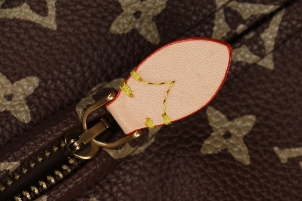 Louis Vuitton Monogram grained leather jacket brown all over Monogram print gold tone motifs yellow piping side pockets sizes 46 48 50 52