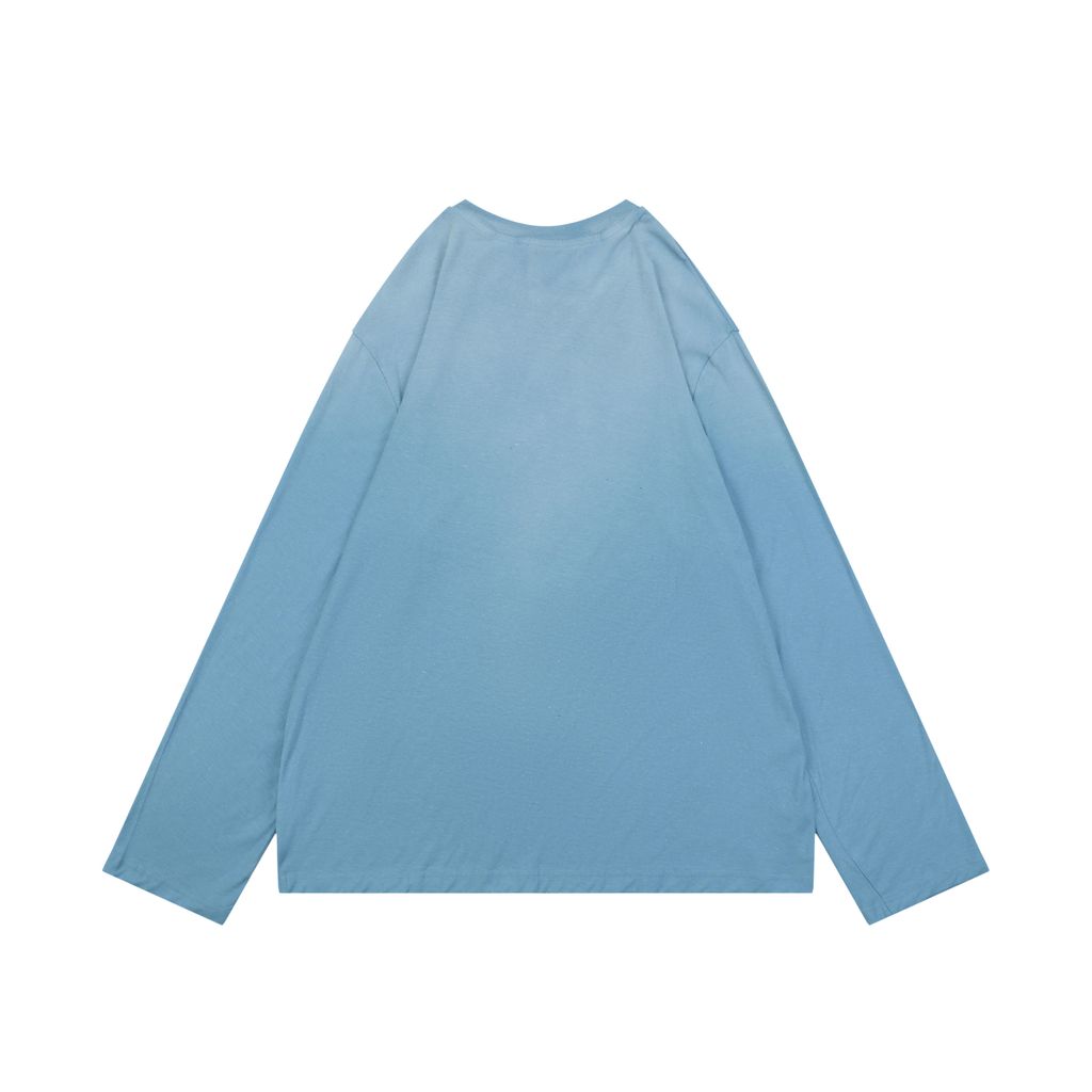 Acne Studios 1996 mottled letter print long sleeve T-shirt ice blue 15 percent linen 85 percent cotton 200g distressed raw edge boxy fit unisex