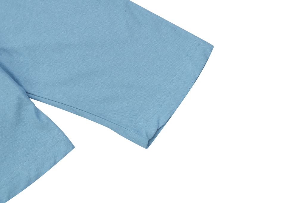Acne Studios 1996 mottled letter print long sleeve T-shirt ice blue 15 percent linen 85 percent cotton 200g distressed raw edge boxy fit unisex