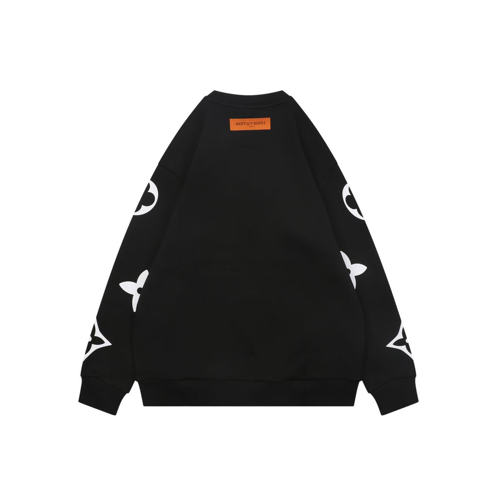 Louis Vuitton all over large Monogram crew neck sweatshirt 400g combed cotton dimensional embroidery double washed relaxed fit sizes S-XL