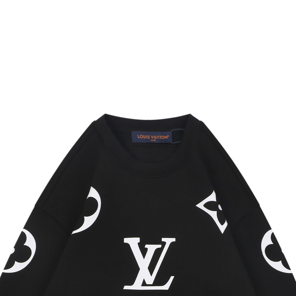 Louis Vuitton all over large Monogram crew neck sweatshirt 400g combed cotton dimensional embroidery double washed relaxed fit sizes S-XL