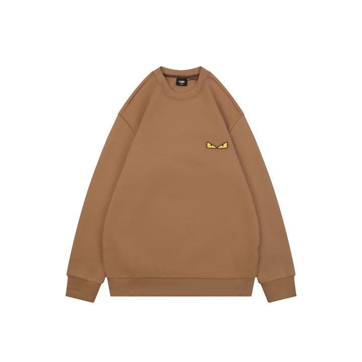 Fendi Monster yellow eyes embroidered crew neck sweatshirt 400g combed cotton dimensional embroidery double washed relaxed fit sizes S-XXL