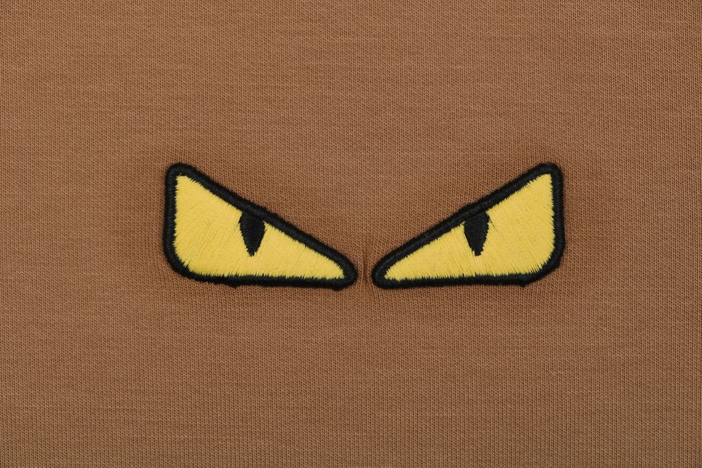 Fendi Monster yellow eyes embroidered crew neck sweatshirt 400g combed cotton dimensional embroidery double washed relaxed fit sizes S-XXL