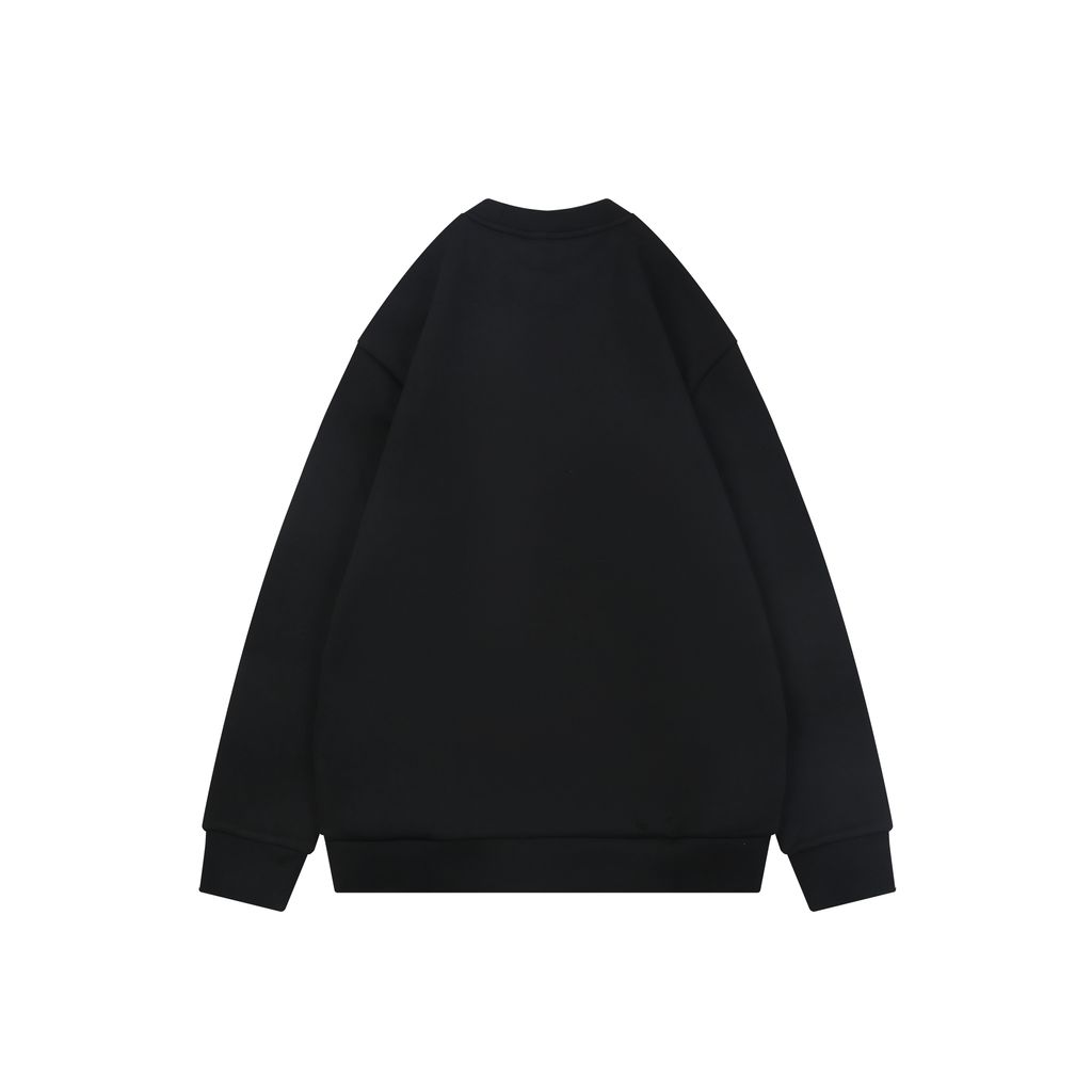 Fendi Monster yellow eyes embroidered crew neck sweatshirt black 400g combed cotton dimensional embroidery double washed relaxed fit sizes S-XXL