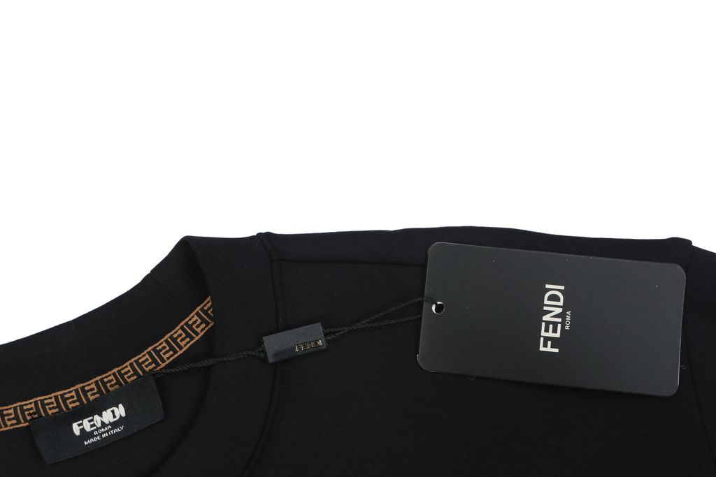 Fendi Monster yellow eyes embroidered crew neck sweatshirt black 400g combed cotton dimensional embroidery double washed relaxed fit sizes S-XXL