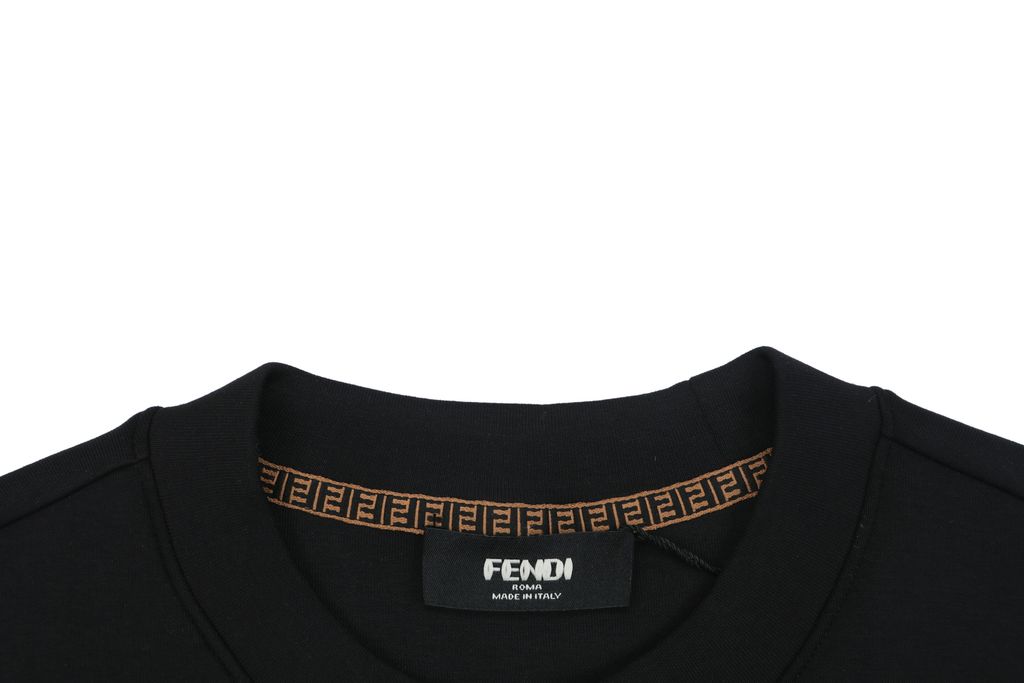 Fendi Monster yellow eyes embroidered crew neck sweatshirt black 400g combed cotton dimensional embroidery double washed relaxed fit sizes S-XXL