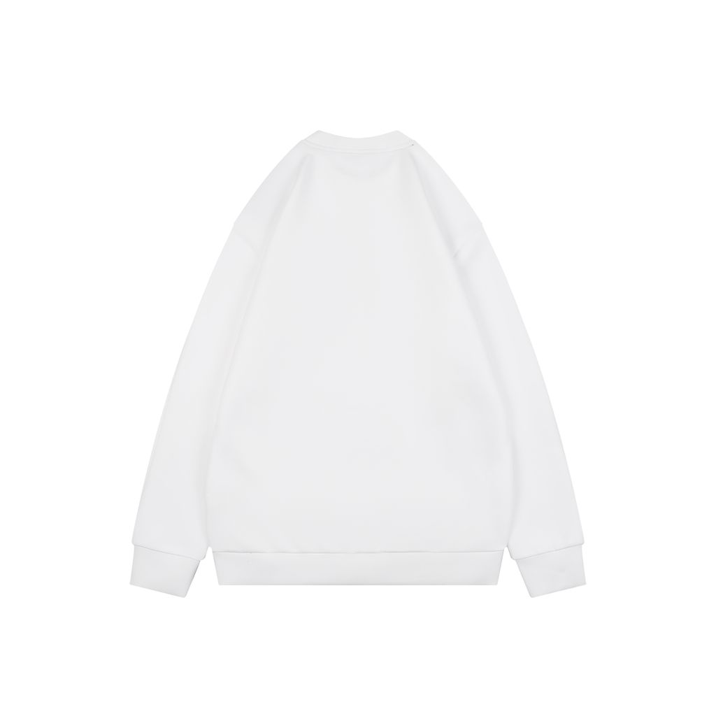 Fendi Monster yellow eyes embroidered crew neck sweatshirt white 400g combed cotton dimensional embroidery double washed relaxed fit sizes S-XXL
