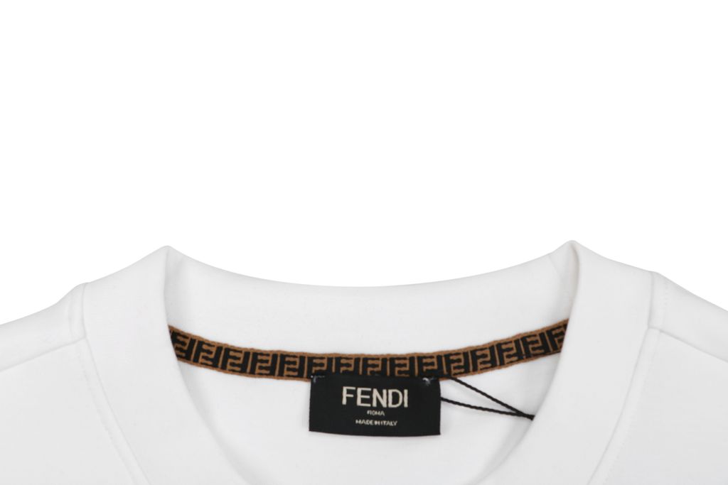 Fendi Monster yellow eyes embroidered crew neck sweatshirt white 400g combed cotton dimensional embroidery double washed relaxed fit sizes S-XXL