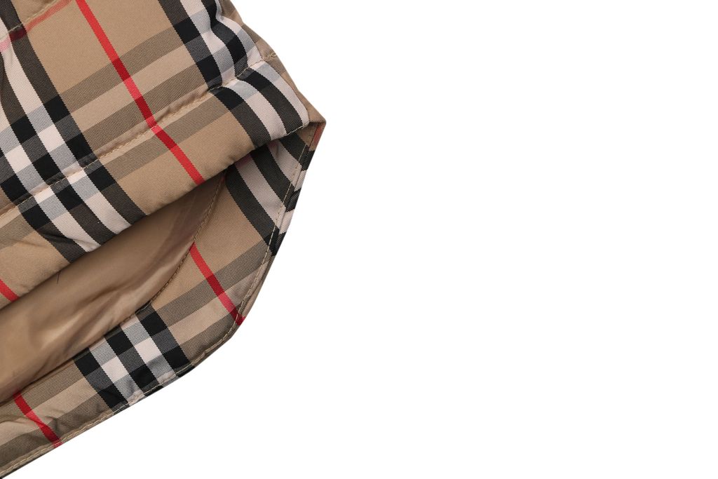 Burberry check letter print down vest classic plaid high stand collar lightweight padded puffer gilet single row button design sizes S-XL