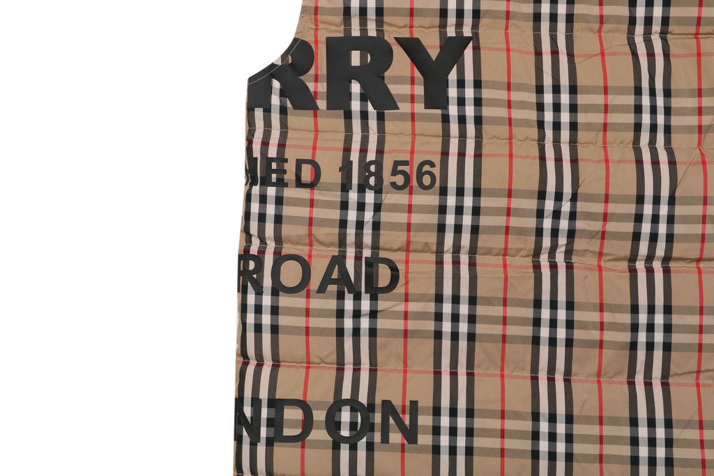 Burberry check letter print down vest classic plaid high stand collar lightweight padded puffer gilet single row button design sizes S-XL