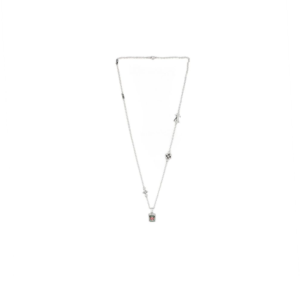 Louis Vuitton Monogram Dice Necklace silver plated white copper multi face motif pendant adjustable 50 55 60cm necklace with paper box packaging
