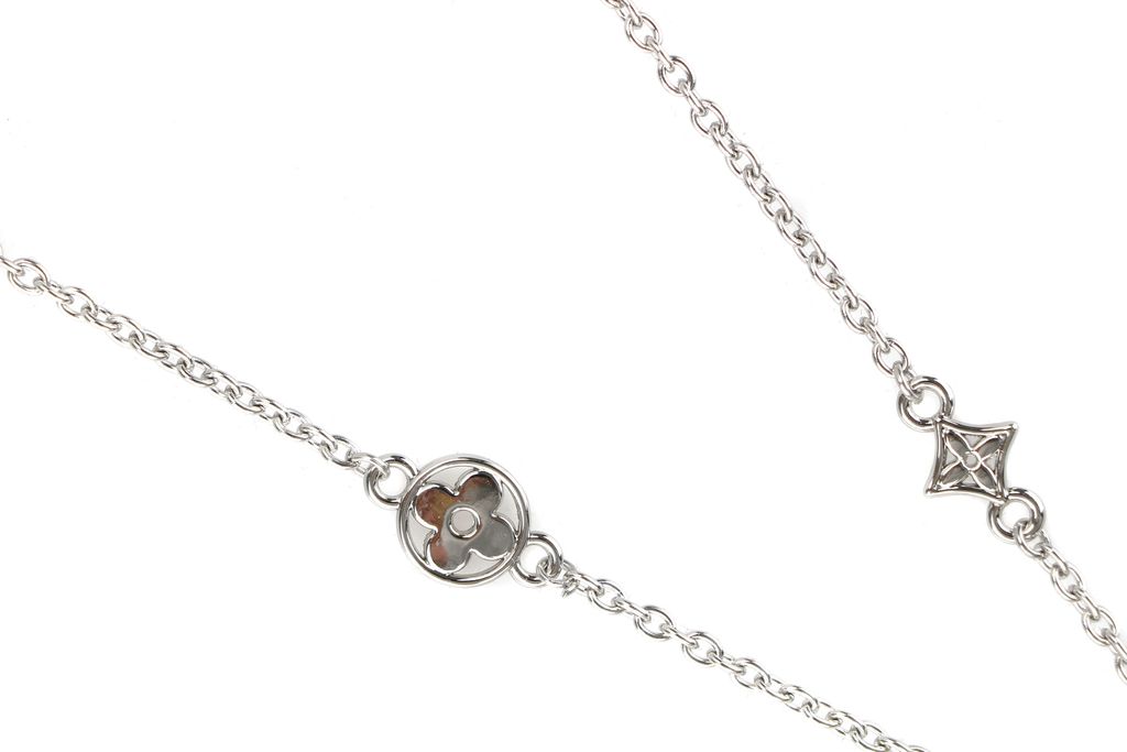 Louis Vuitton Monogram Dice Necklace silver plated white copper multi face motif pendant adjustable 50 55 60cm necklace with paper box packaging