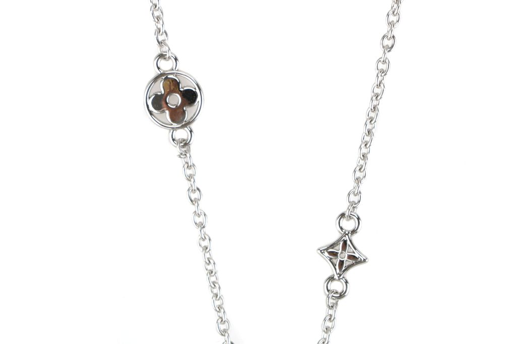 Louis Vuitton Monogram Dice Necklace silver plated white copper multi face motif pendant adjustable 50 55 60cm necklace with paper box packaging