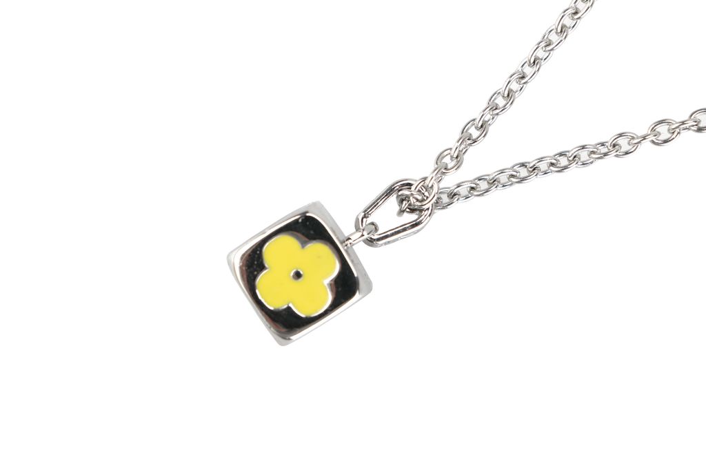 Louis Vuitton Monogram Dice Necklace silver plated white copper multi face motif pendant adjustable 50 55 60cm necklace with paper box packaging