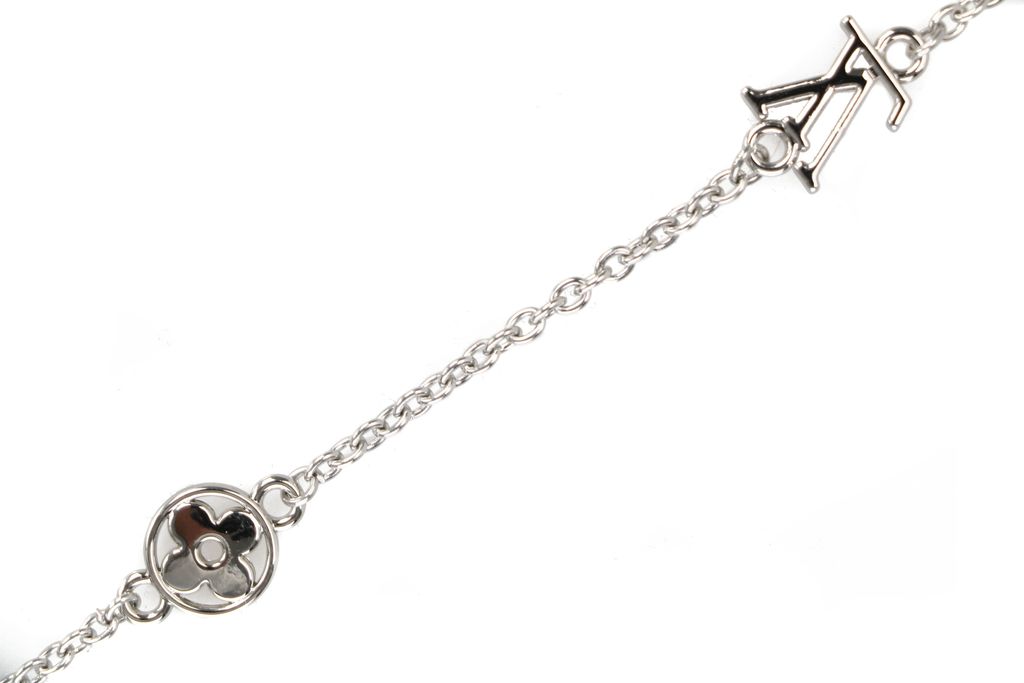 Louis Vuitton Monogram Dice Necklace silver plated white copper multi face motif pendant adjustable 50 55 60cm necklace with paper box packaging