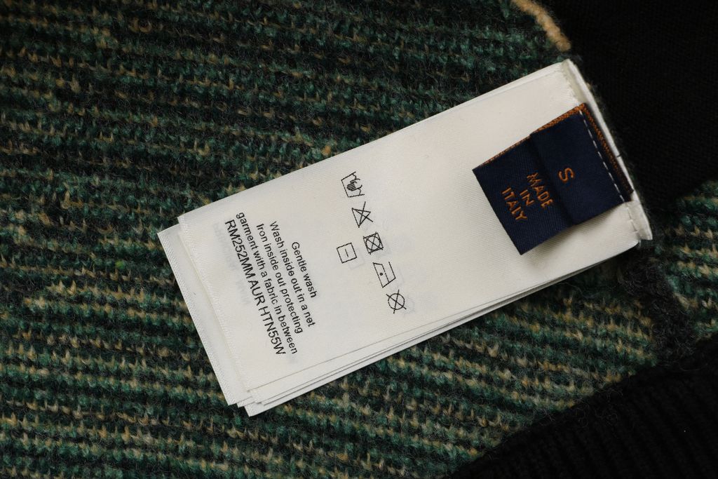 Louis Vuitton forest landscape jacquard knit jacket mohair wool blend light grey heather deep green light green khaki dark grey mountain tree pattern sizes S-XL