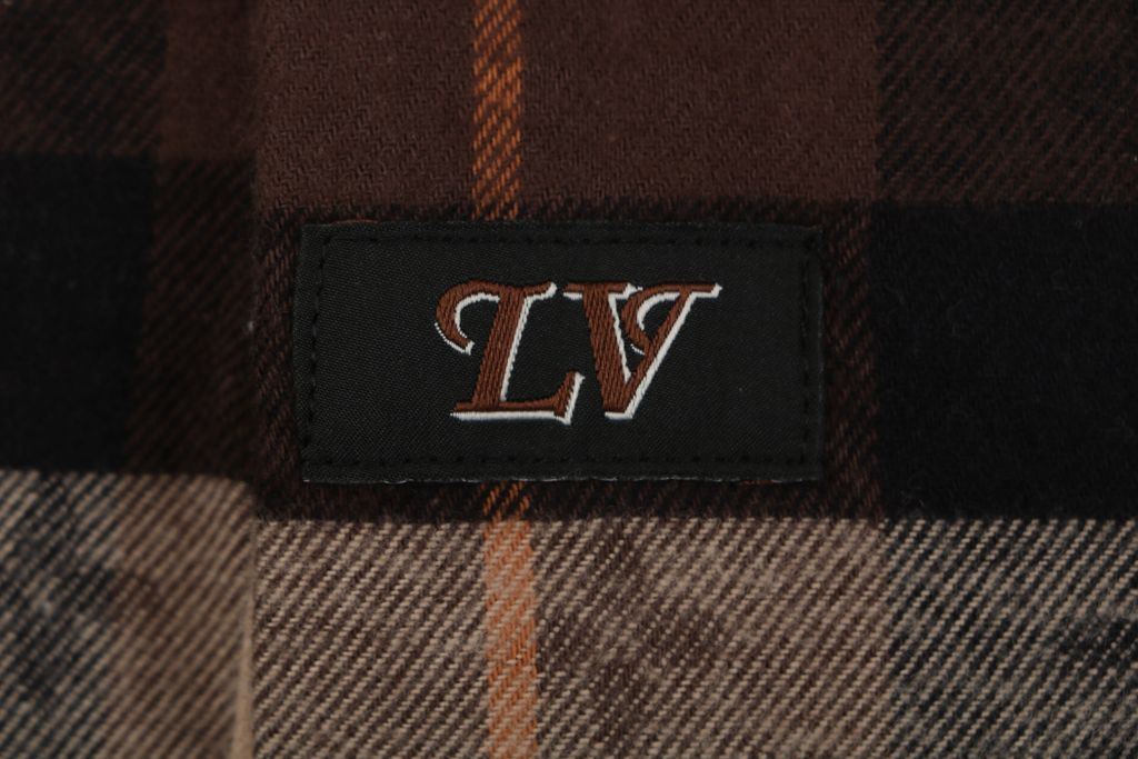 Louis Vuitton check Monogram jacquard white collar long sleeve shirt 100 percent cotton high density twill pattern aligned relaxed fit sizes S-XL