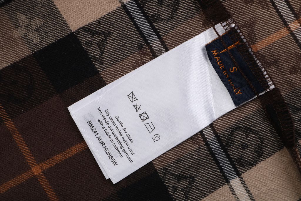 Louis Vuitton check Monogram jacquard white collar long sleeve shirt 100 percent cotton high density twill pattern aligned relaxed fit sizes S-XL