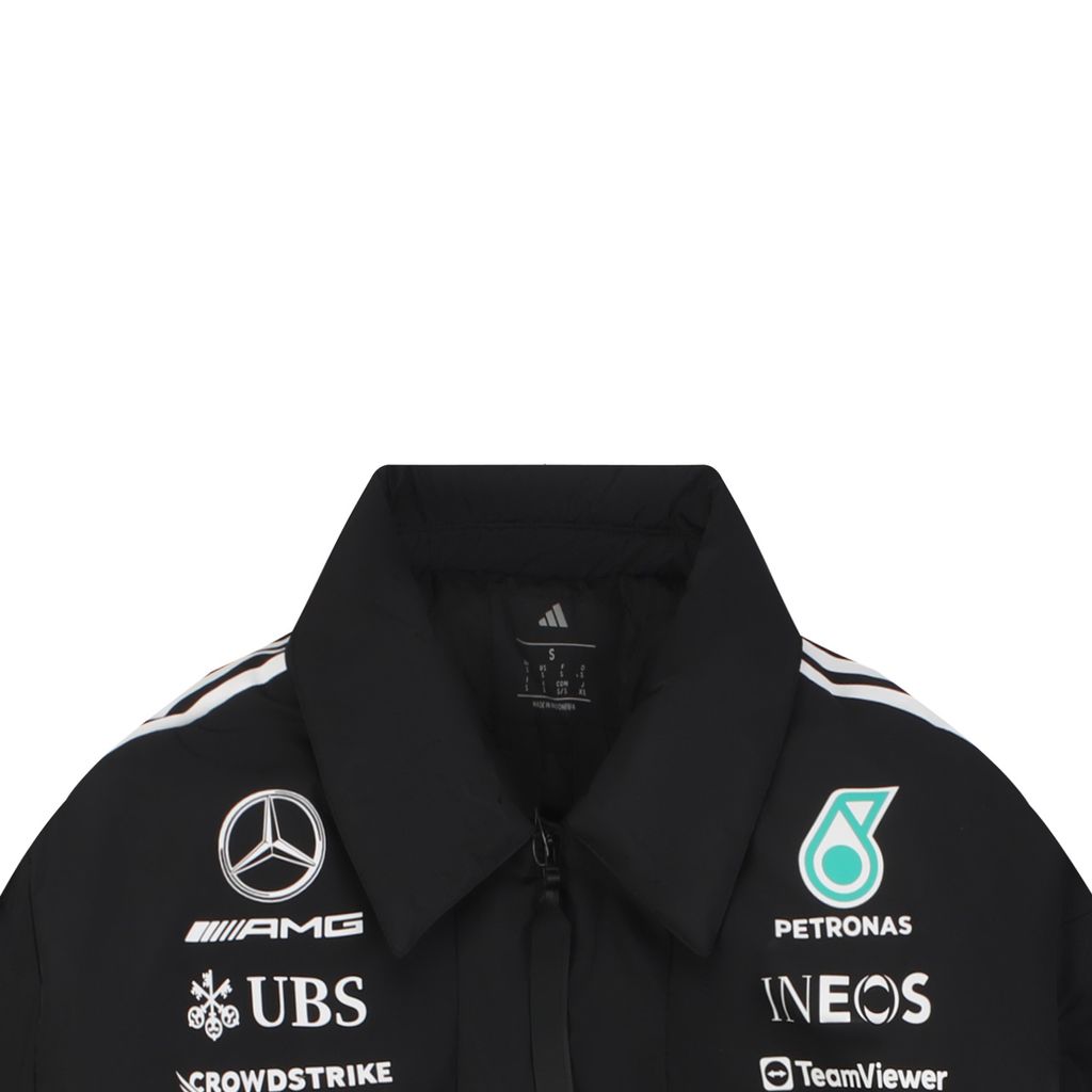 adidas Mercedes AMG Petronas F1 SS25 padded zip jacket lightweight insulated racing inspired relaxed fit motorsport outerwear sizes S-XL
