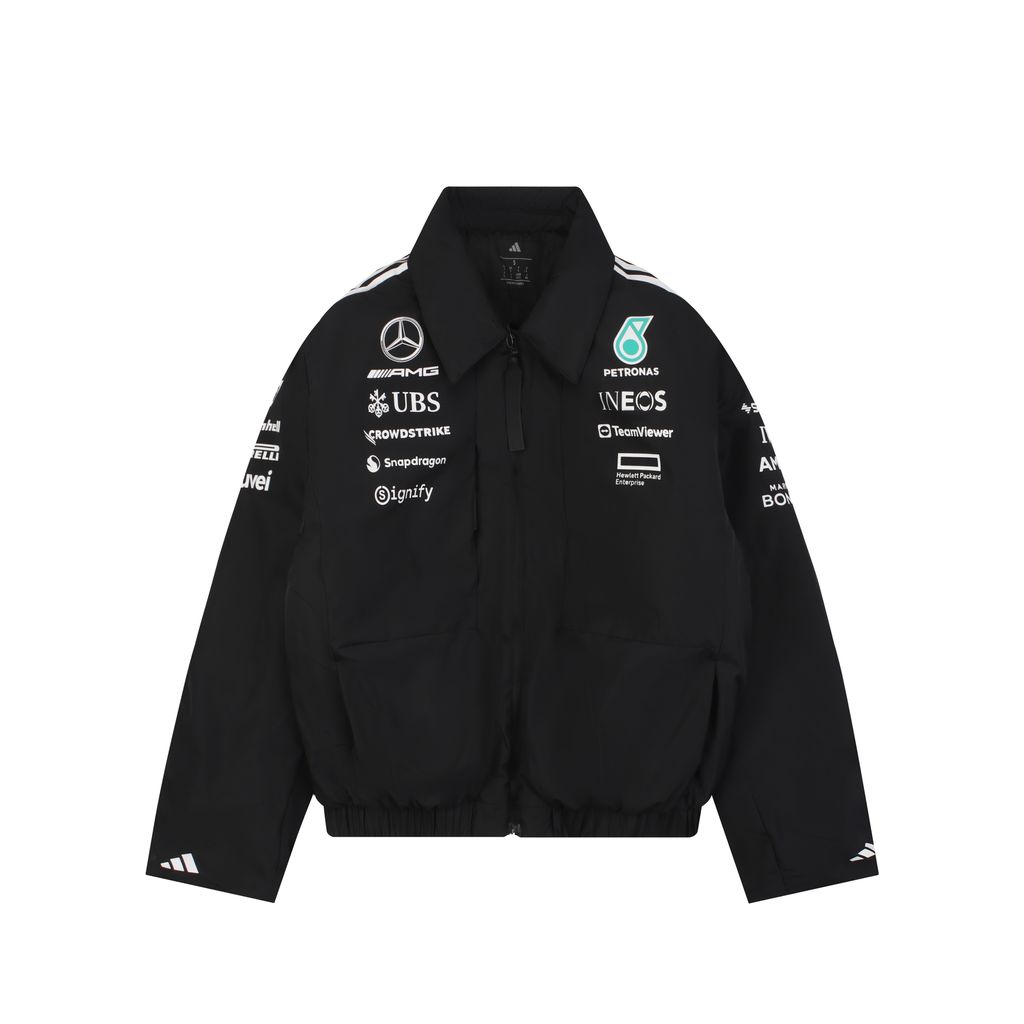 adidas Mercedes AMG Petronas F1 SS25 padded zip jacket lightweight insulated racing inspired relaxed fit motorsport outerwear sizes S-XL