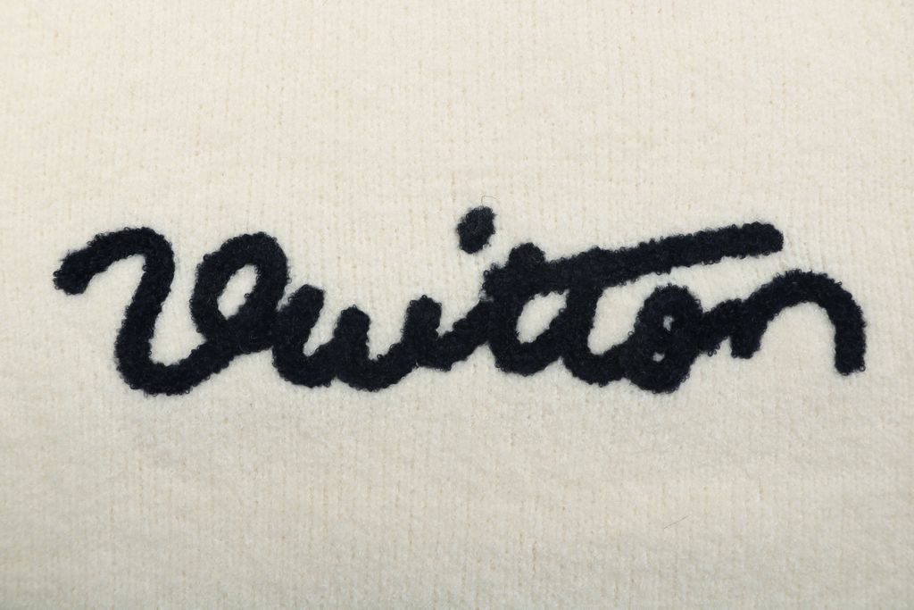 Louis Vuitton Monogram signature letter crew neck sweater blended knit seamless computerized flat knit double washed relaxed fit sizes S-XL