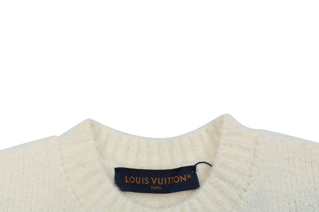 Louis Vuitton Monogram signature letter crew neck sweater blended knit seamless computerized flat knit double washed relaxed fit sizes S-XL