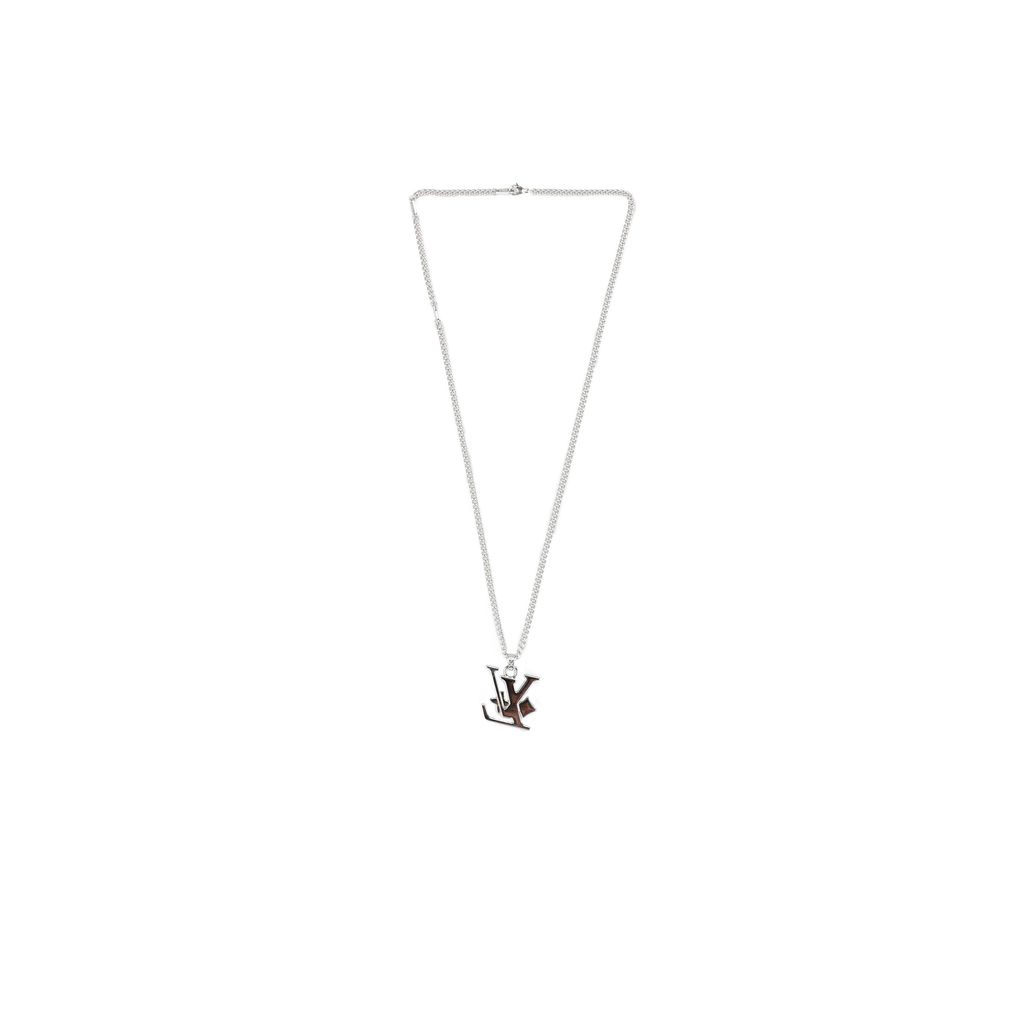 Louis Vuitton diamond Monogram letter necklace floral motif pendant silver plated white copper adjustable 50 55 60cm chain paper box packaging