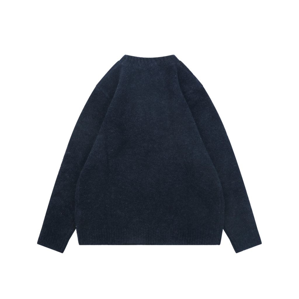 Louis Vuitton Monogram signature letter crew neck sweater black blended knit seamless computerized flat knit double washed relaxed fit sizes S-XL