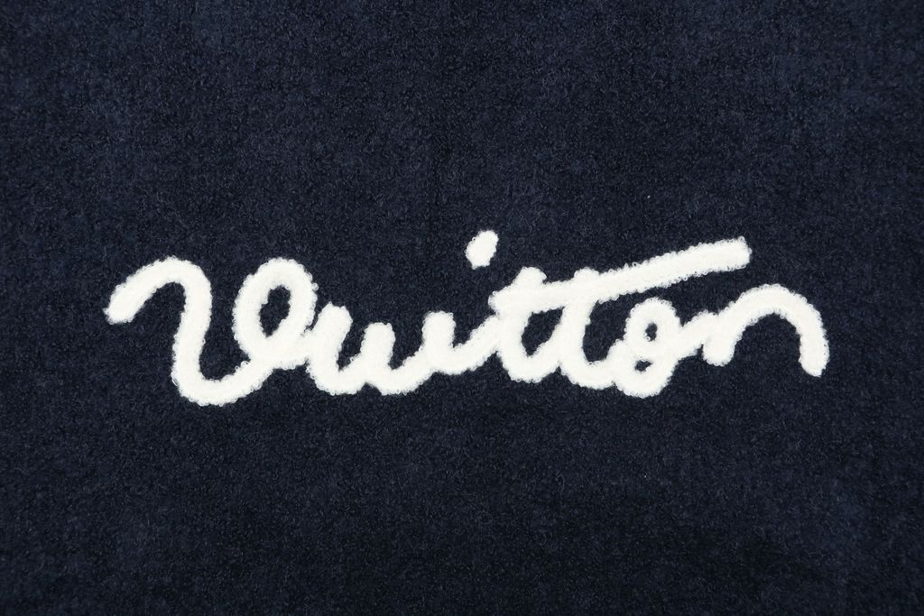 Louis Vuitton Monogram signature letter crew neck sweater black blended knit seamless computerized flat knit double washed relaxed fit sizes S-XL