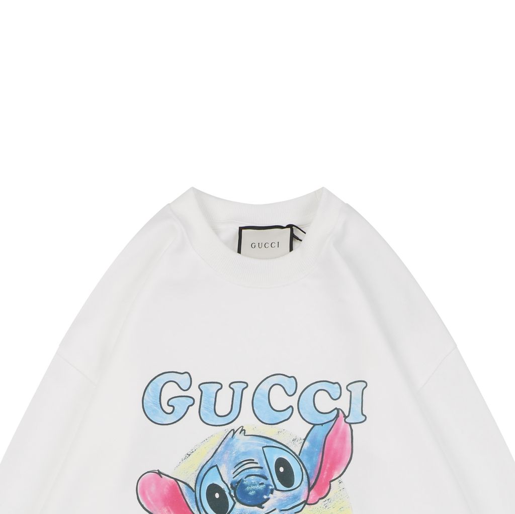 Gucci hand drawn Stitch inspired print crew neck sweatshirt 400g double ply French terry digital direct print relaxed fit sizes XS-L