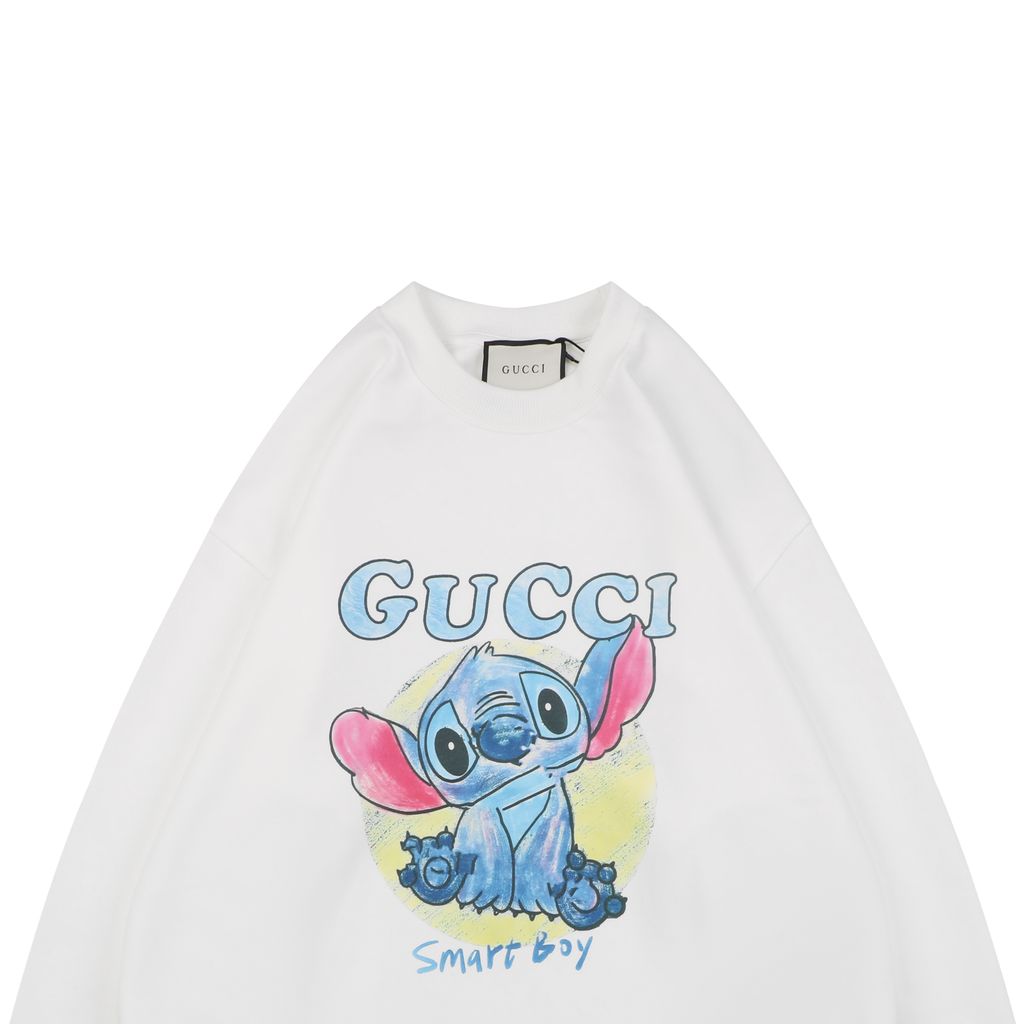 Gucci hand drawn Stitch inspired print crew neck sweatshirt 400g double ply French terry digital direct print relaxed fit sizes XS-L