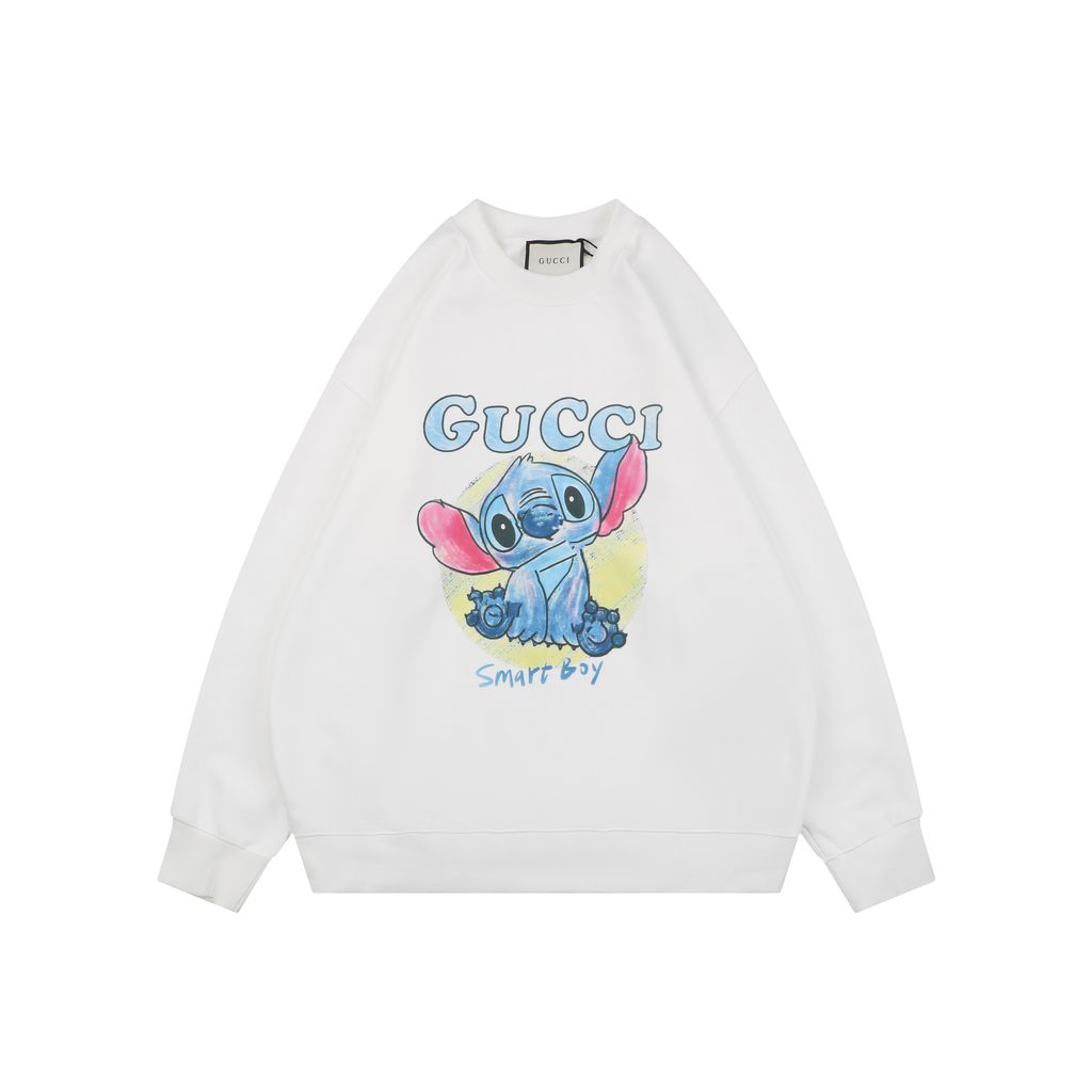 Gucci hand drawn Stitch inspired print crew neck sweatshirt 400g double ply French terry digital direct print relaxed fit sizes XS-L