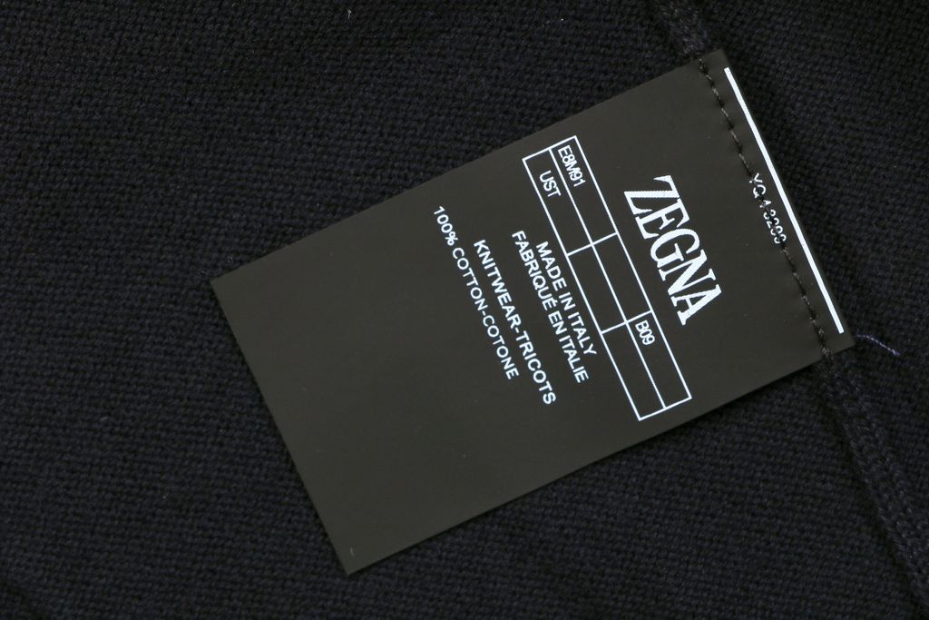 Zegna three button Polo knit sweater combed cotton yarn German machine jacquard dimensional seam stitching garment washed soft finish sizes 48 50 52 54