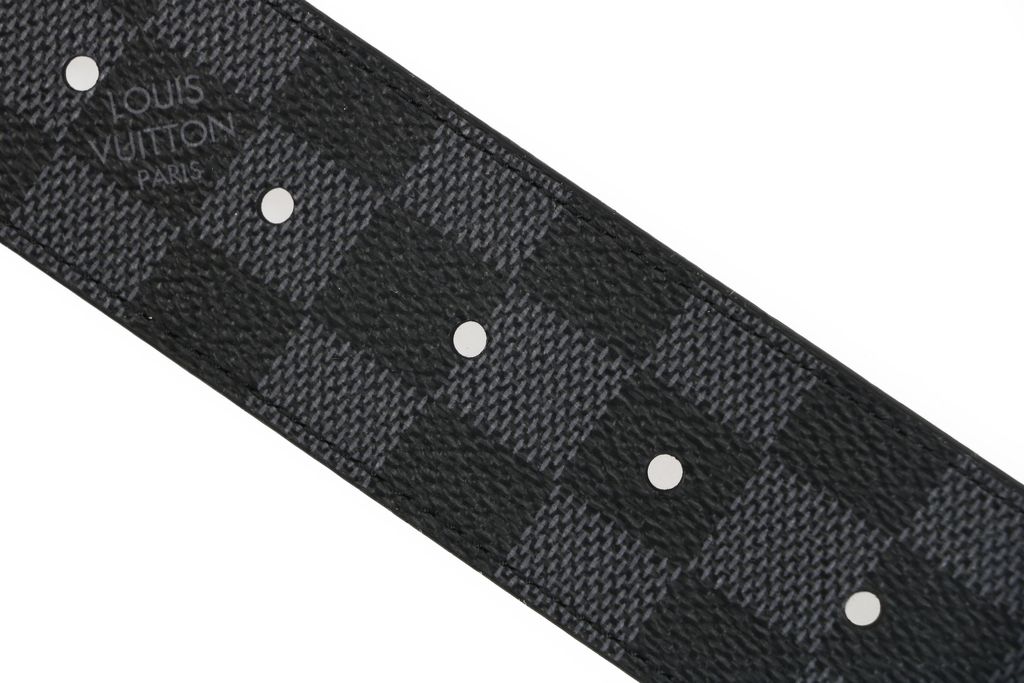 Louis Vuitton Initiales reversible Monogram Damier checkerboard belt gunmetal buckle 4cm canvas cowhide leather brass belt sizes 95 100 105 110 115 120 125