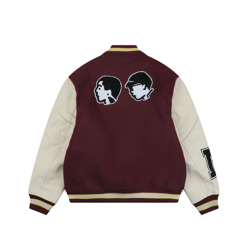 Louis Vuitton P letter portrait varsity jacket contrast woolen body ribbed trim retro collegiate streetwear unisex sizes S 46 M 48 L 50 XL 52