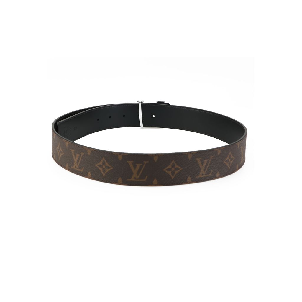 Louis Vuitton Initiales reversible Monogram belt silver tone brass buckle 4cm canvas cowhide leather double sided belt sizes 95 100 105 110 115 120 125