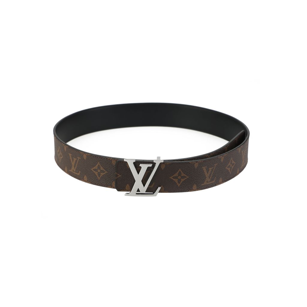 Louis Vuitton Initiales reversible Monogram belt silver tone brass buckle 4cm canvas cowhide leather double sided belt sizes 95 100 105 110 115 120 125