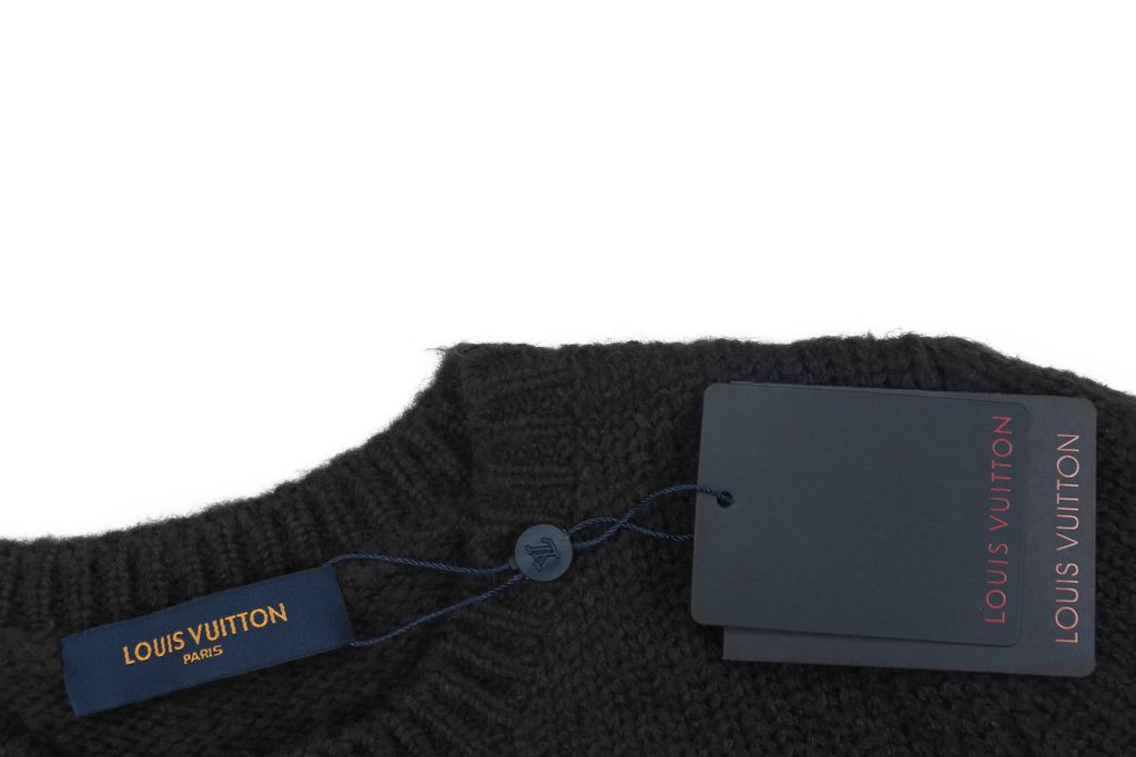 Louis Vuitton right side Monogram letter crew neck cardigan blended knit seamless style computerized flat knit rolled edge relaxed fit sizes S-XL