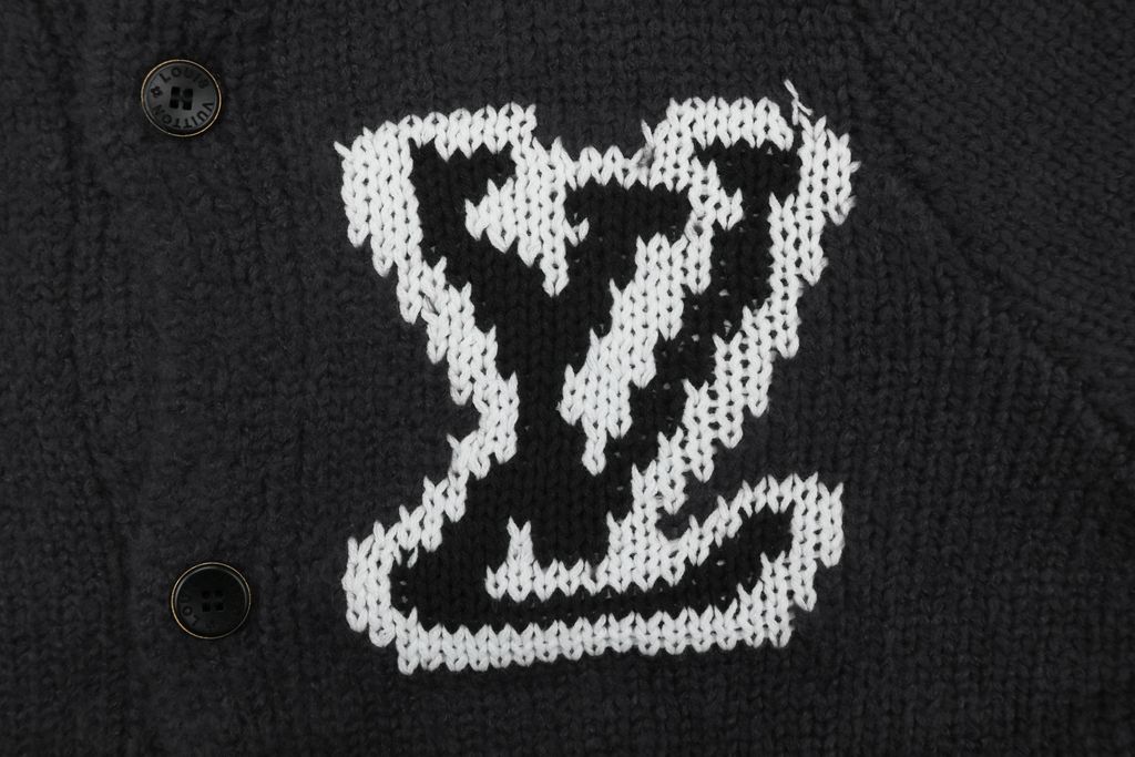 Louis Vuitton right side Monogram letter crew neck cardigan blended knit seamless style computerized flat knit rolled edge relaxed fit sizes S-XL