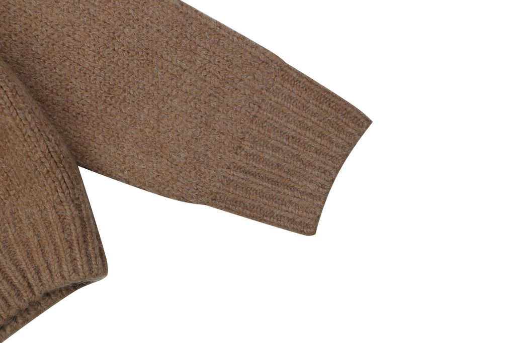 Louis Vuitton right side Monogram letter crew neck cardigan khaki blended knit seamless style computerized flat knit rolled edge relaxed fit sizes S-XL