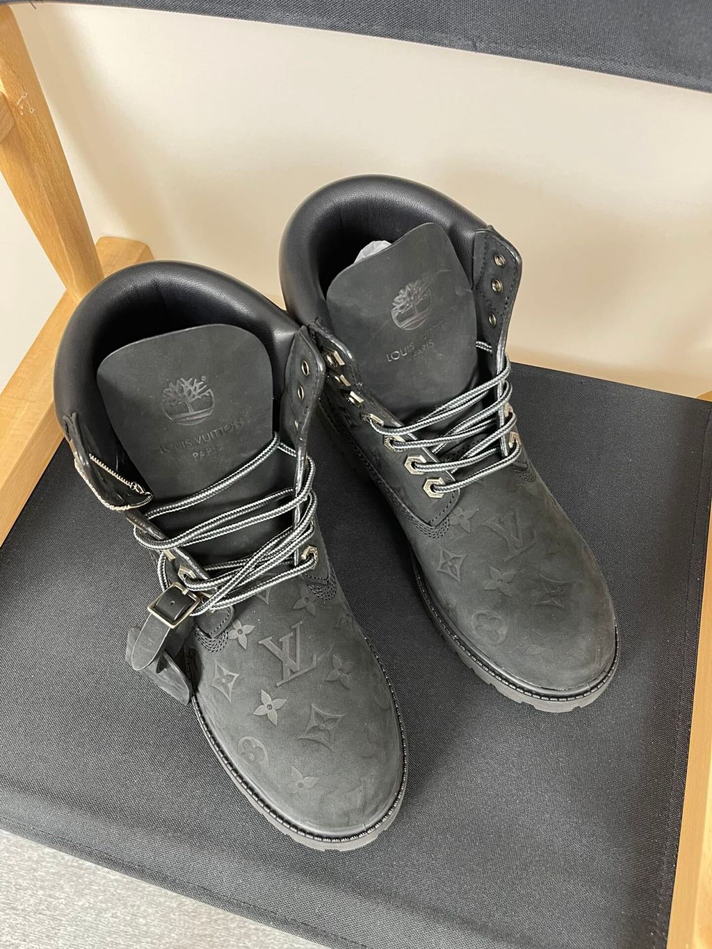 Louis Vuitton Timberland 1AD73H Black Monogram Boots