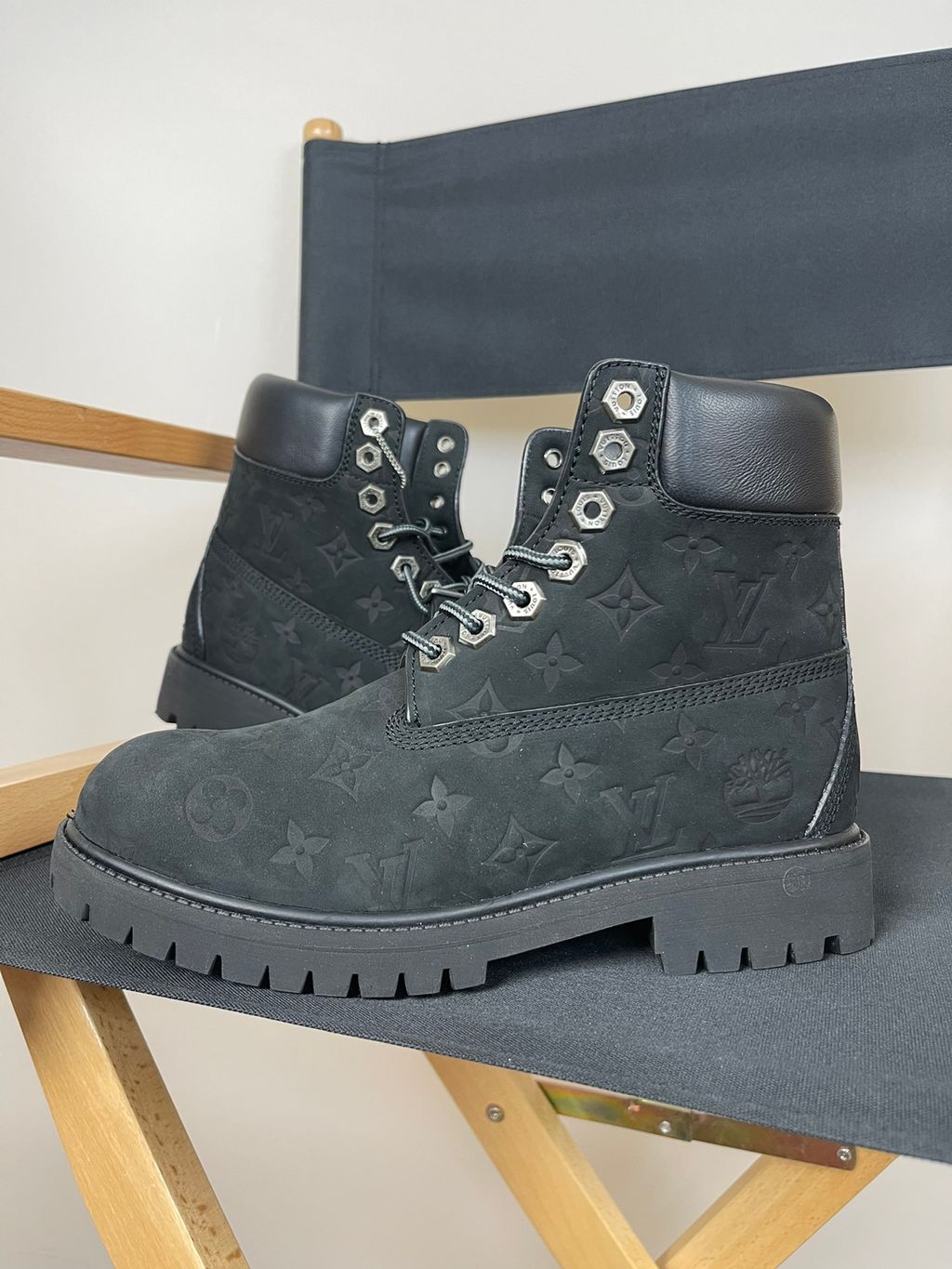 Louis Vuitton Timberland 1AD73H Black Monogram Boots
