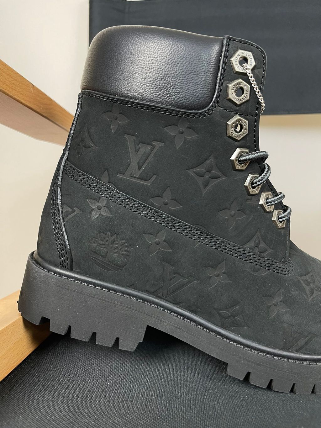 Louis Vuitton Timberland 1AD73H Black Monogram Boots