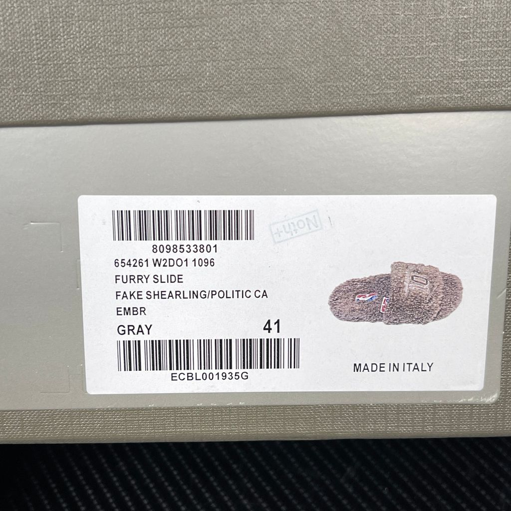 Balenciaga Furry Slide 654261 W2DO1 1596 Grey Sandals