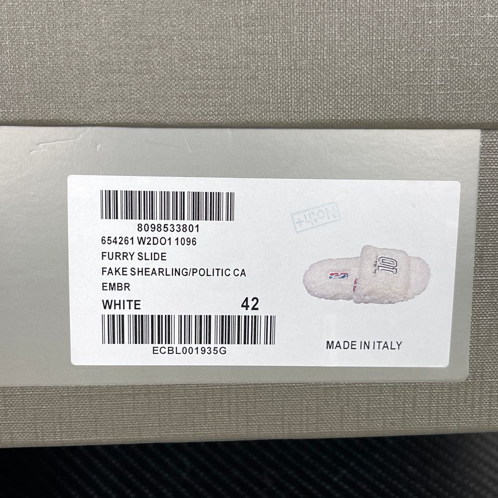 Balenciaga Furry Slide 654261 W2DO1 9906 White Sandals