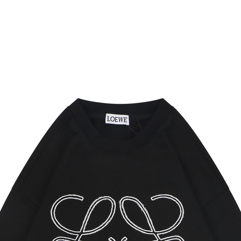 LOEWE large openwork flower logo embroidered crew neck sweatshirt 400g combed cotton dimensional embroidery relaxed fit sizes S-XL